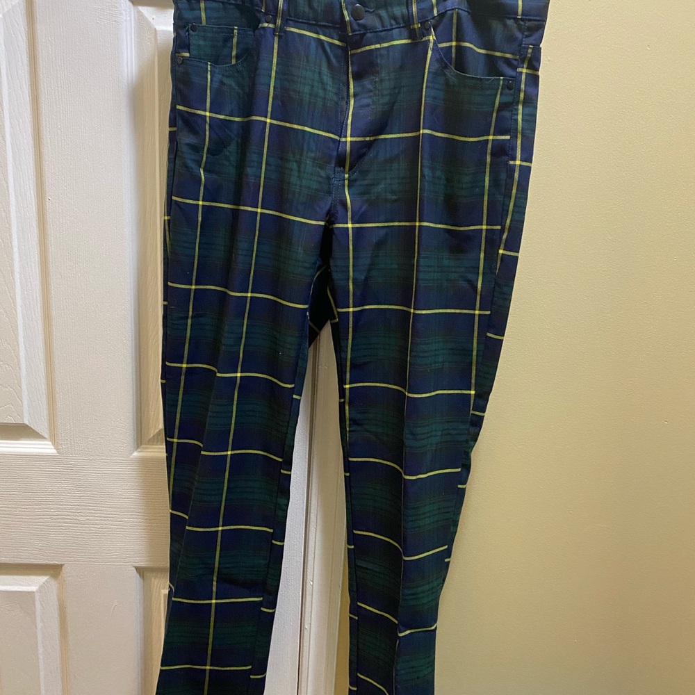 Forever 21 Men's Plaid Trousers in Blue and Yellow